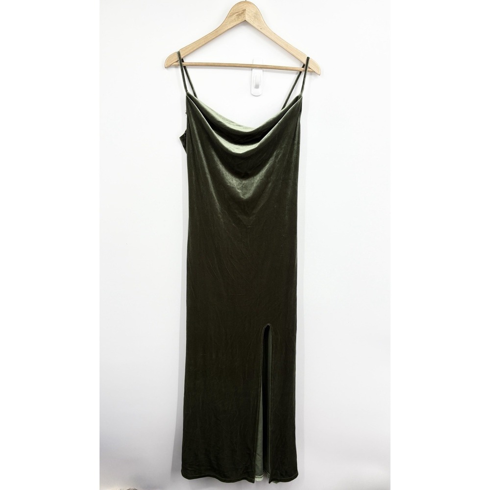 Vintage 90s Y2K Velvet Gown Medium Cowl Neck Whimsigoth Fairy Glam Witchy Slit